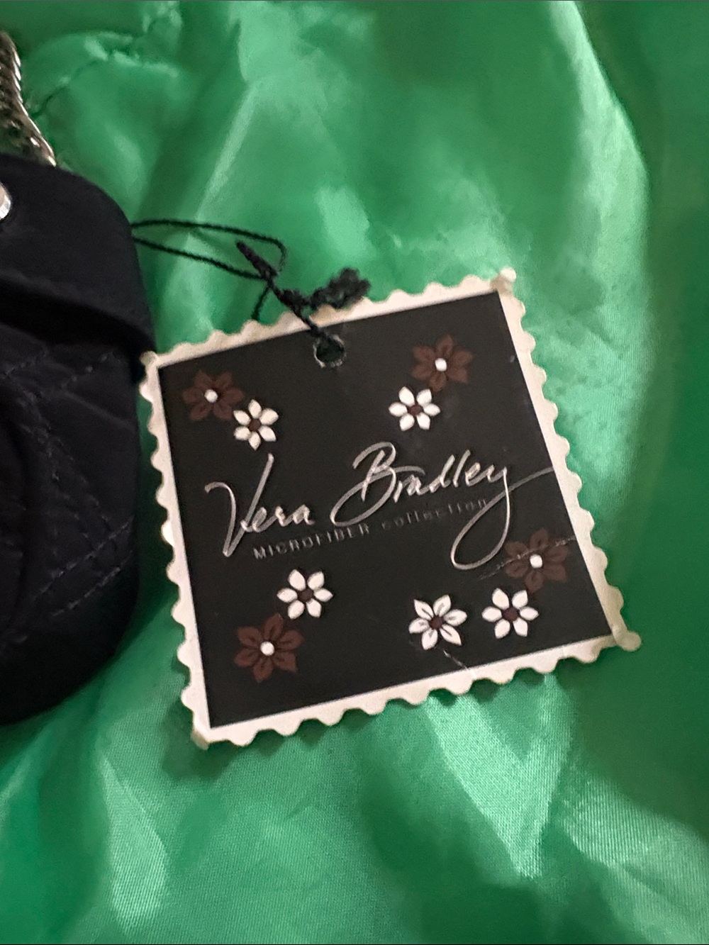 Vera Bradley Black Quilted Mini Chain-Handle Shoulder Bag - Picture 2 of 8